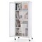 White Metal Storage Cabinet with Adjustable Shelves & Lockable Wheels